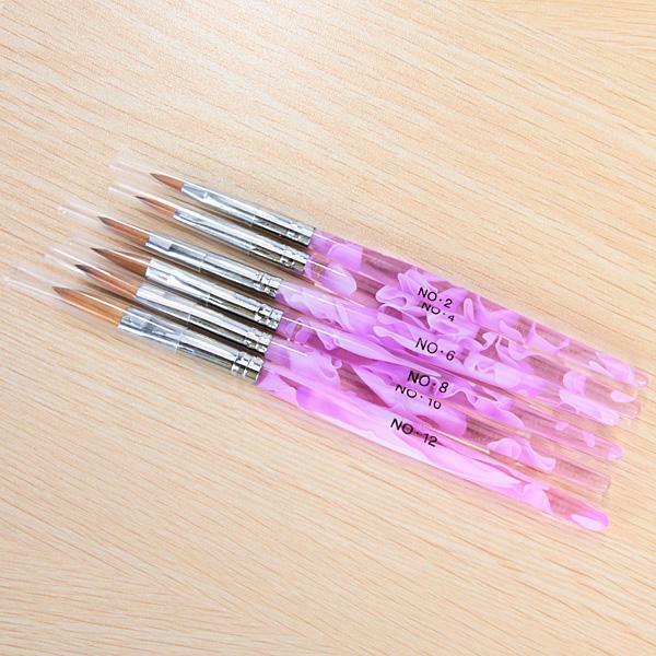 Acrylic Nail Art UV Gel Carving Pen Brush Liquid Powder DIY Pack of 6