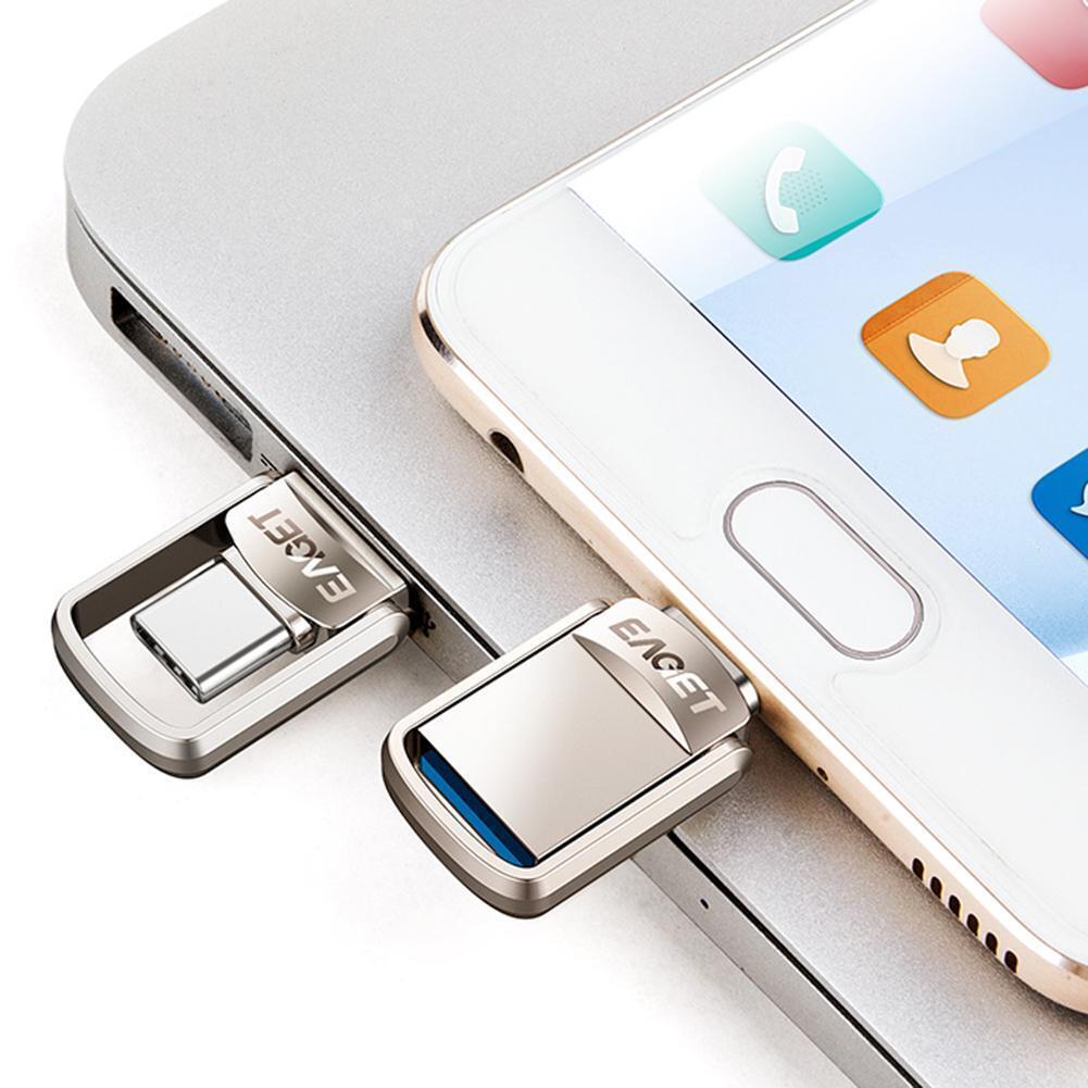 EAGET CU20 Metal USB3.0 Flash Drive Stick Phone OTG Type C Pendrive (128GB)