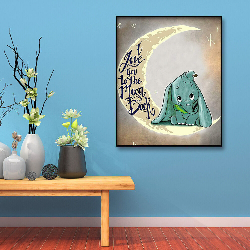 Baby Elephant on the Moon 5D DIY Full Square Drill Diamond Painting Mosaic