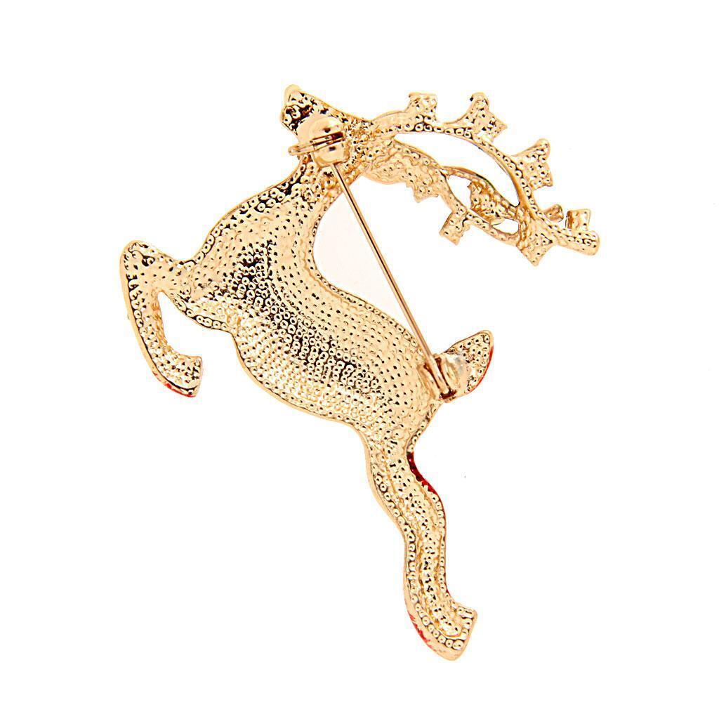 Christmas Party Deer Crystal Rhinestone Collar Brooch Pin Xmas Wedding Gift