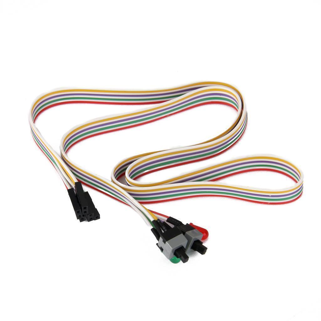 Replacement Power Supply Motherboard 2 Switch Reset Cable with 2 LED