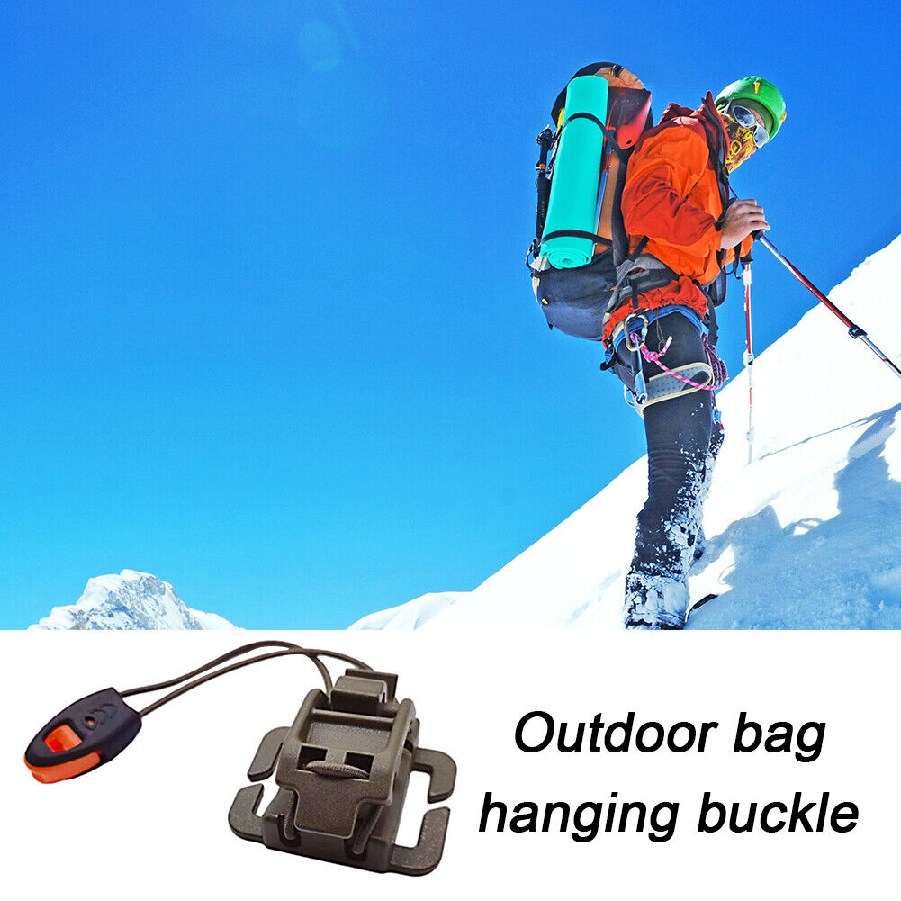 Outdoor Backpack Clip Molle Hanging Buckle w/ Whistle Rope (Army Green)