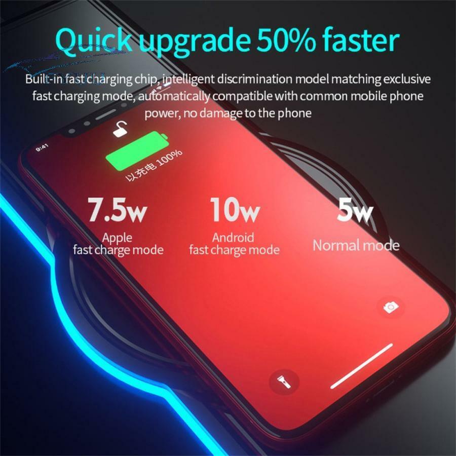 RGB Gaming Wireless Charging Computer Mouse Pad Luminous for PC LaptopTable Mat
