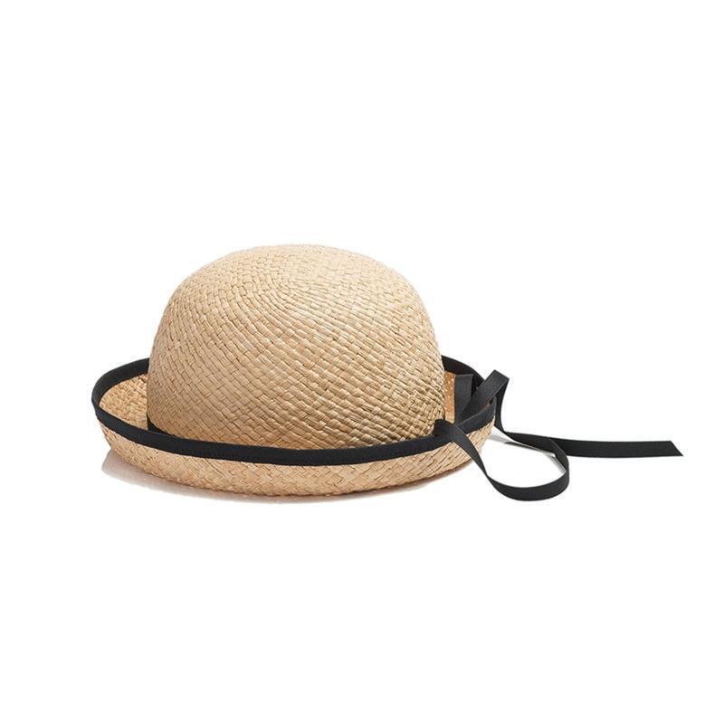 Lovely Ribbon Bowknot Dome Top Hat Children Straw Hat Sun Protection for Party