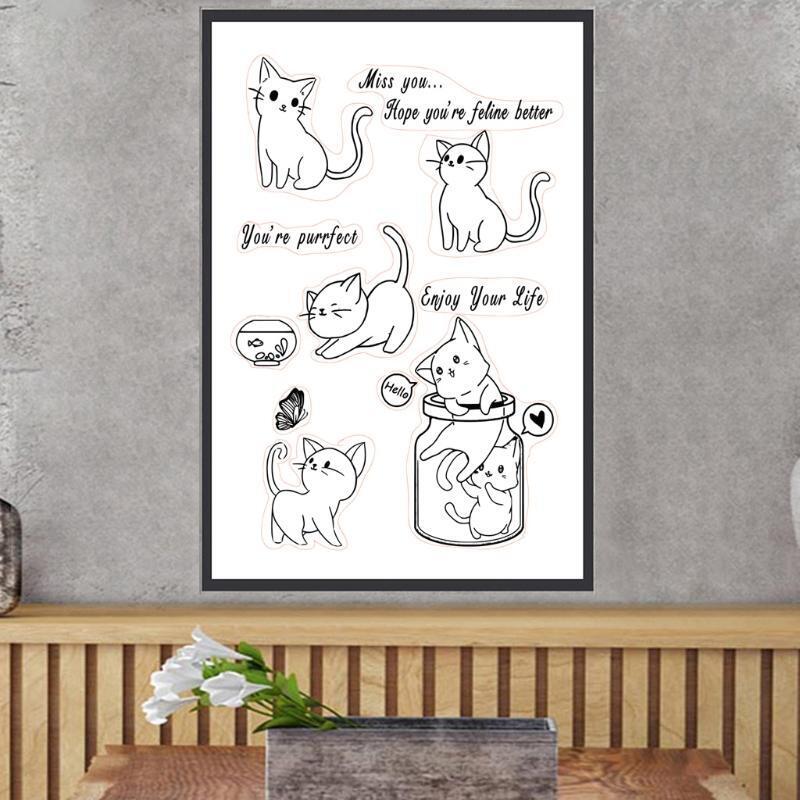 Cute Cat DIY Silicone Clear Stamp Cling Seal Scrapbook Embossing Album Craft