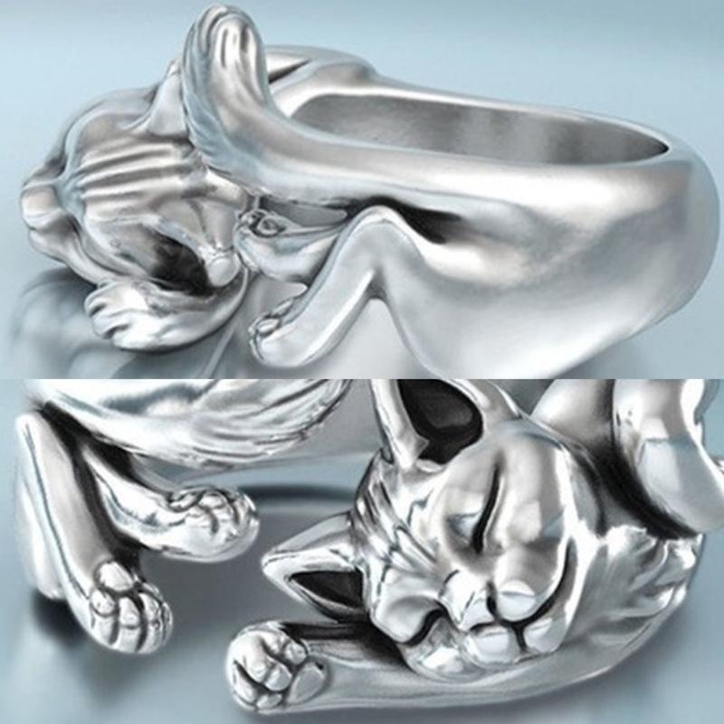 Creative Animal Ring Adjustable Cat Rings Women Girls Clothing Ornament Rings