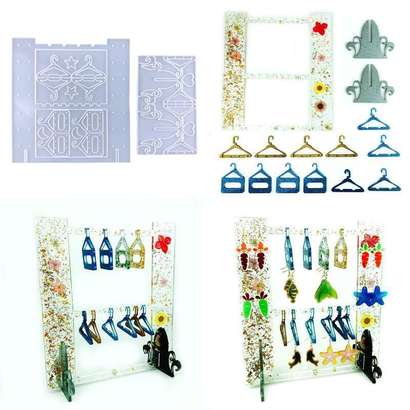 2Pcs Earring Storage Rack Drop Glue Molds Diy Earring Display Rack Silicone Mold