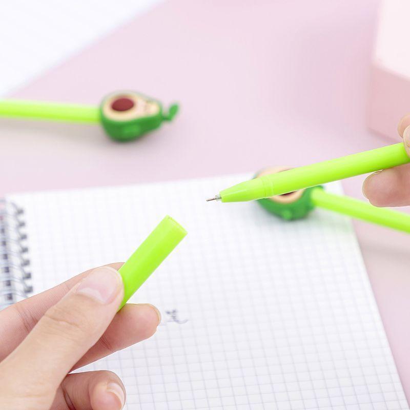 4pcs 0.5mm Cute Face Expressions Avocado Gel Ink Pen Signature Neutral Writing