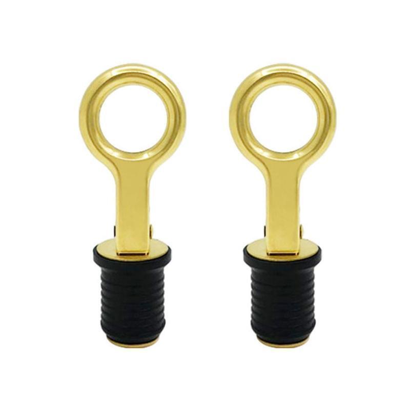 2 Pcs Brass Handle Rubber Plug Snap Handle Drain Plug Boat Bilge Drains Easy Use