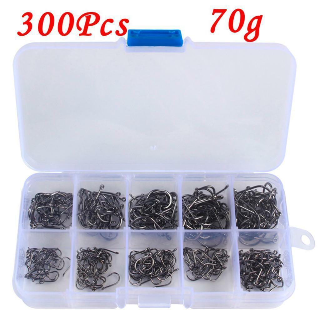300pcs   Hooks Kit   Lure Tackles Barbed Hooks  three-12#