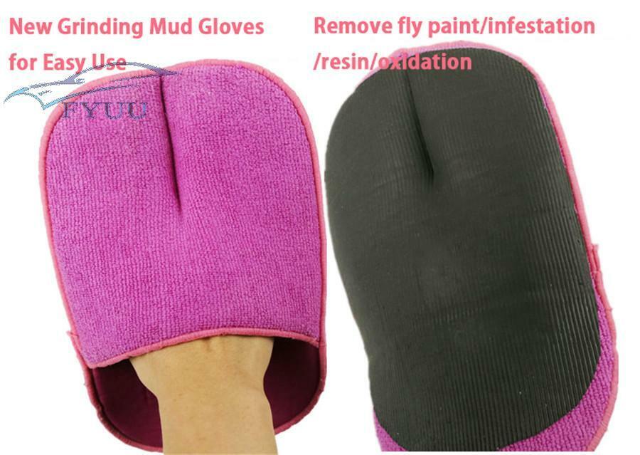 2 Pcs Car Wash Towel Clay Towel Nano Microfiber Mitt Gloves Pad Cleaning Tools