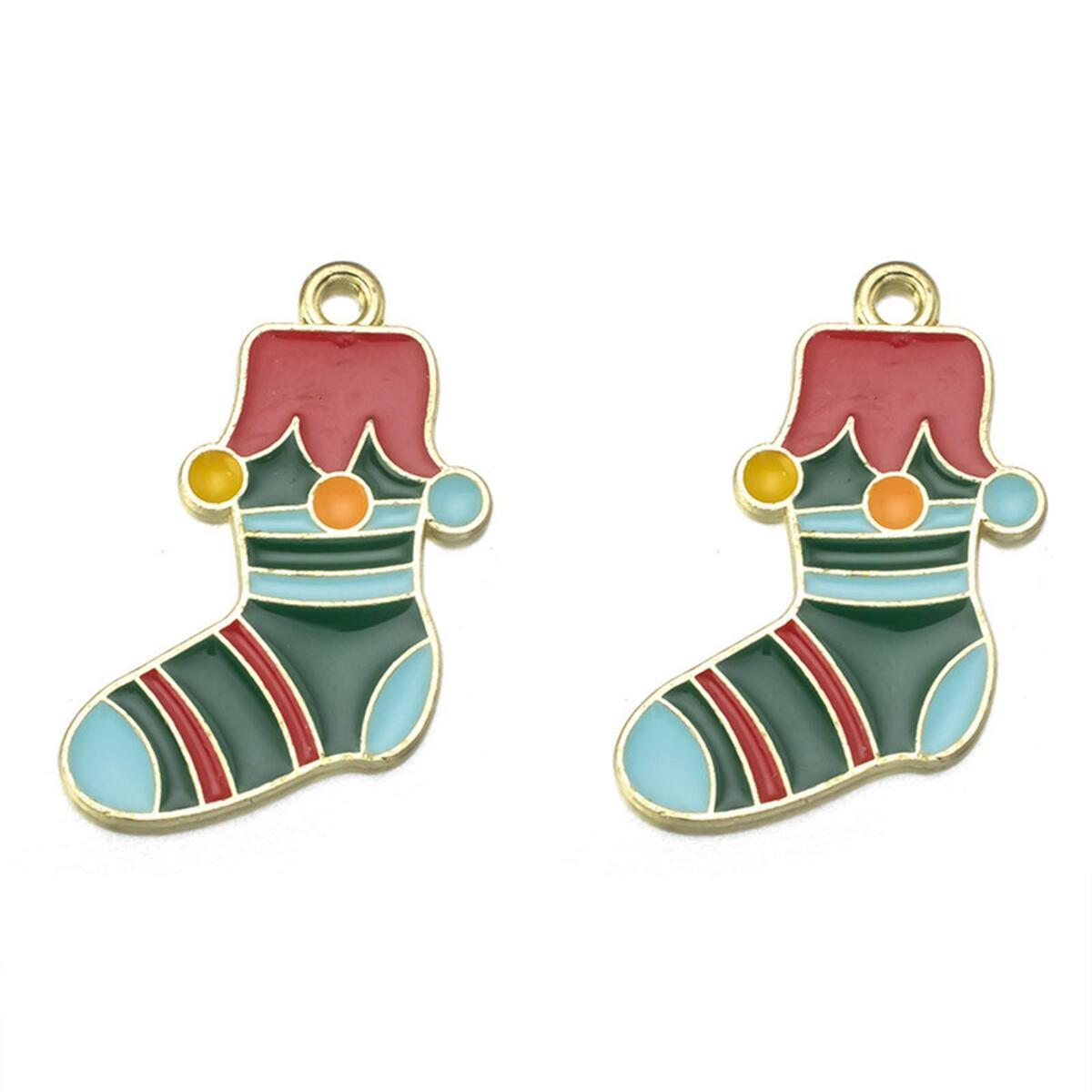 20x Cartoon Charms Christmas Theme Enamel Pendants Necklace Jewelry Making
