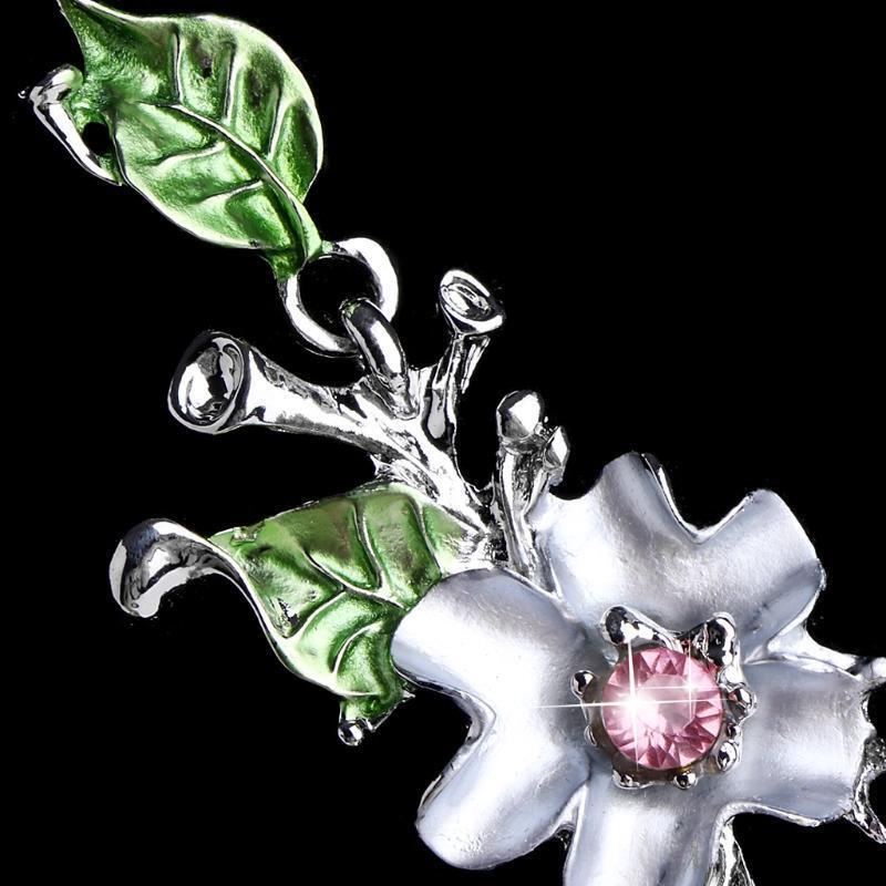 Women Necklace Jewelry Flower Pendant Earring Rhinestone Alloy Fashion Exquisite