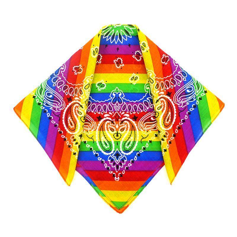 Rainbow Paisley Bandana Square Scarf Wrap Headband Motorcycle Sports Wristband