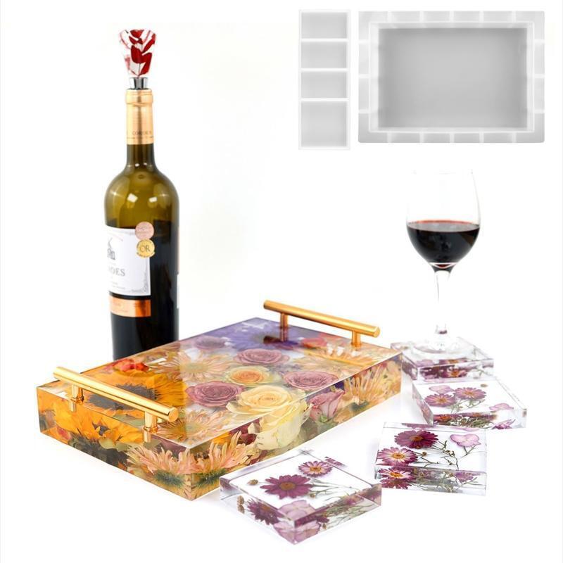 Crystal Epoxy Mold Rectangular Square Tray Mold Fruit Storage Plate Decor Mold