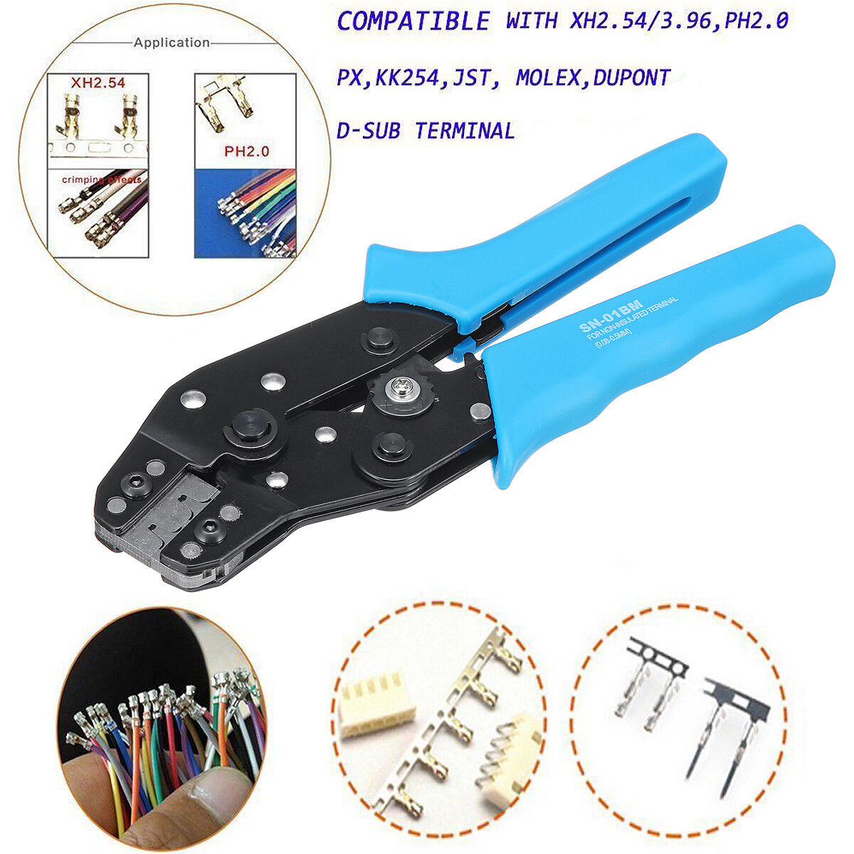 620Pcs 2.54mm Wire Jumper Housing Pin Connector Terminal Crimping Tool