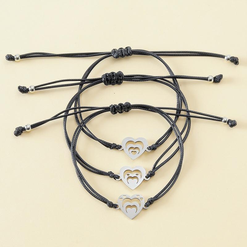 3Pcs Unique Matching Hollow Heart Friendship Bracelets Wristband for Teen Girl