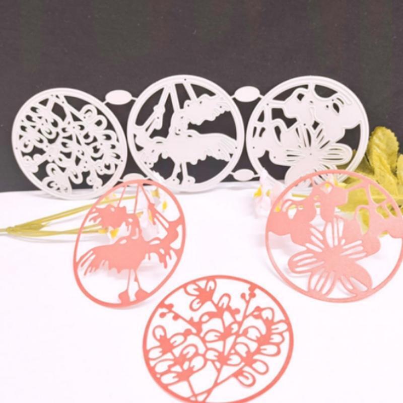 Round Hollow Flowers Cutting Dies Stencil Scrapbooking DIY Album Stamp Paper