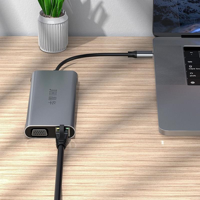 USB C Docking Station 12 in 1 Hub Adapter with HDMI-compatible 4K+VGA+USB 3.0