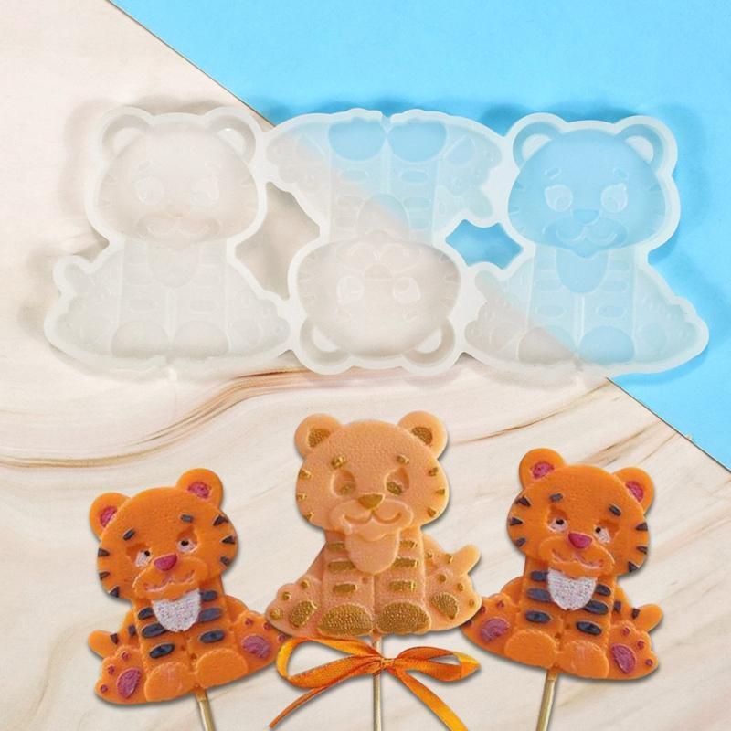 Cute Tiger Lollipop Shape Silicone Mould DIY Jelly Mold Candy Molds Fondant Mold