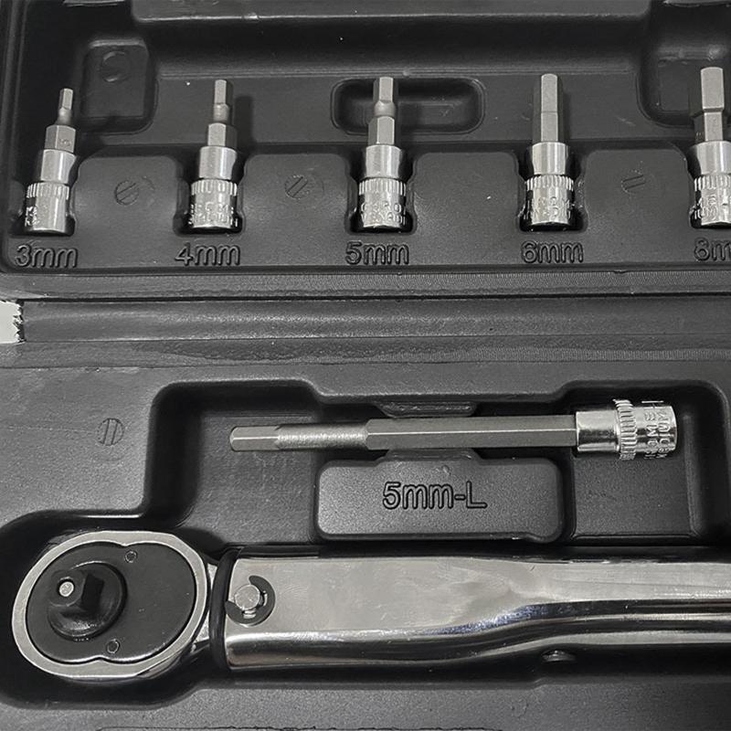11 Pcs/Set Bike Torque Wrench Set 1/4 Inch Drive Torque Wrench for MTB Road Bike