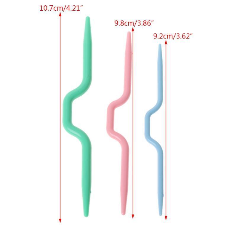 3pcs Plastic Twist Curved Needles Scarf Sweater Knitting DIY Weaving Tool Craft