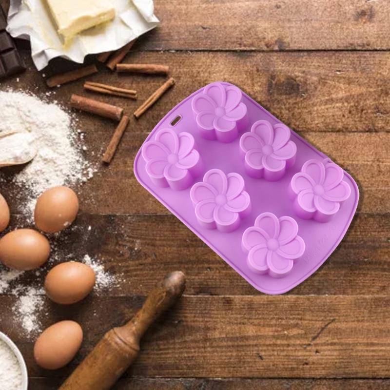 6 Cavities Silicone Material Plum Flowers Shapes Cake Moulds Candy Fondant Molds