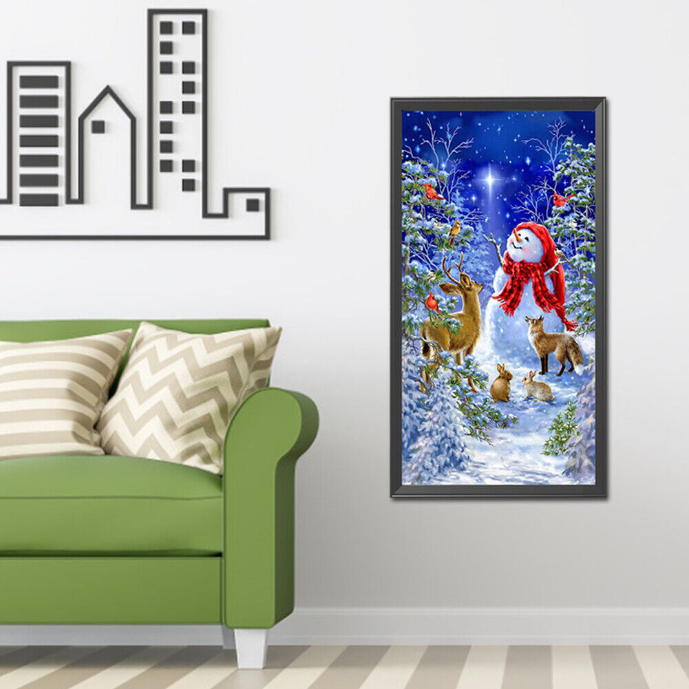 DIY Full Square Drill Diamond Painting Snowman Elk Mosaic Rhinestone Draw