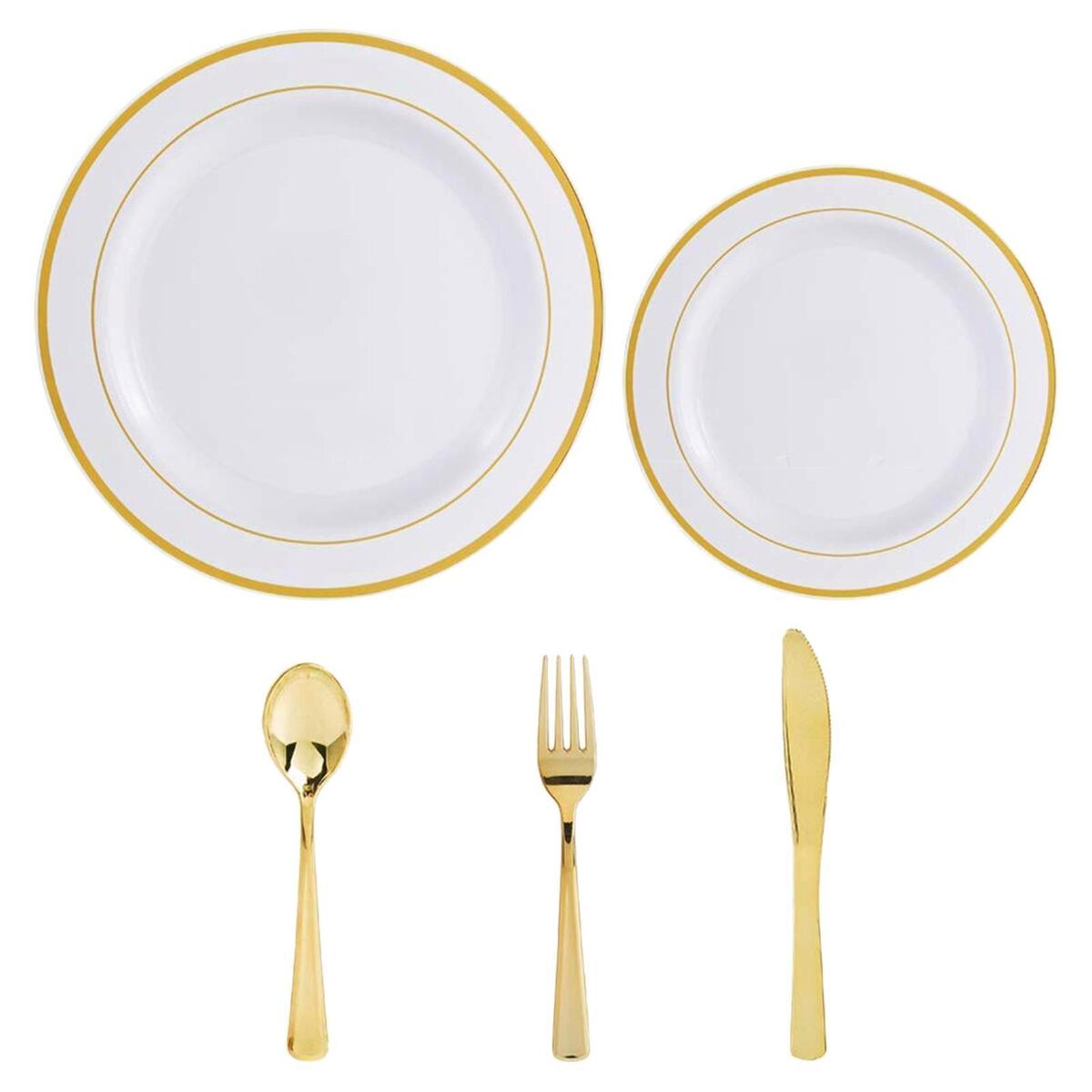 250Pcs Plastic Dinnerware Set for 25 Guest Plastic Disposable for Restaurant