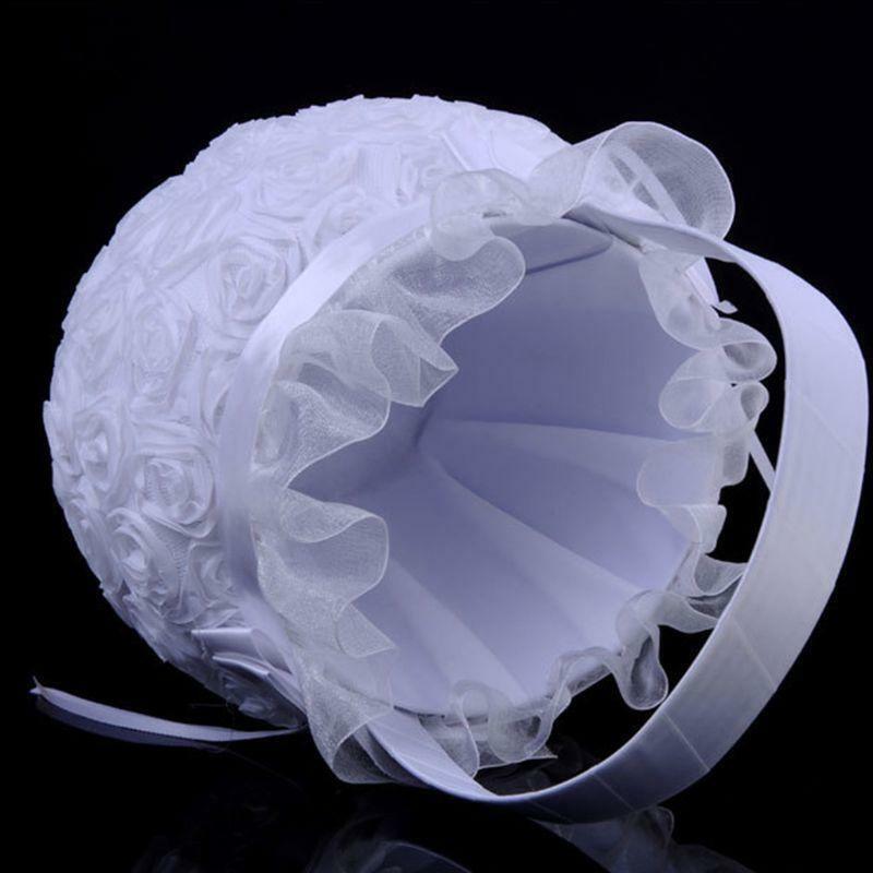 White European Bride Embroidery Basket Rose Decoration Lace Wedding Flower Girl