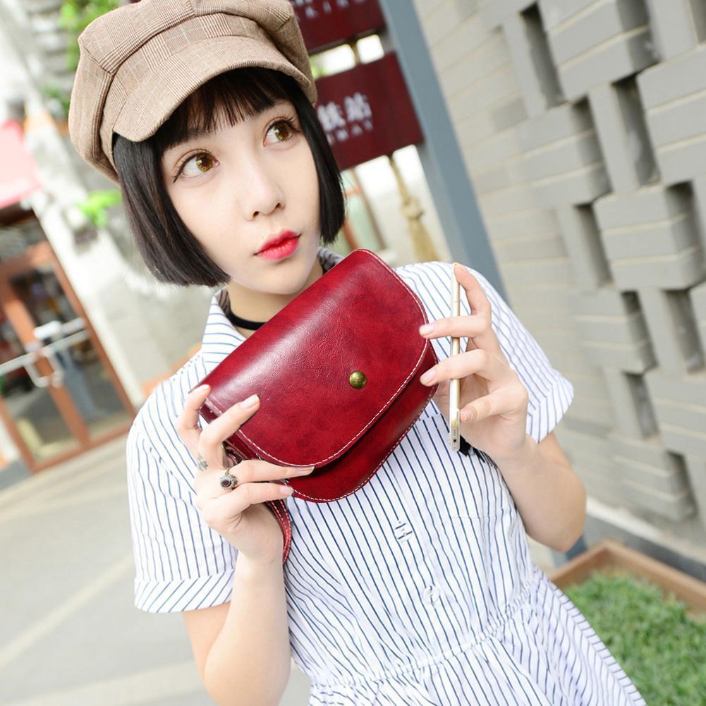 Casual Women Messenger Bags Crossbody Leather Mini Shoulder Handbags (Red)