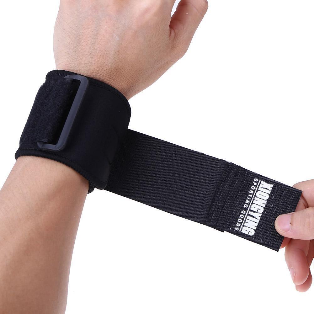 1Pair Adjustable Cotton Wrist Support Bandage Wraps Gym Wristbands(Black)