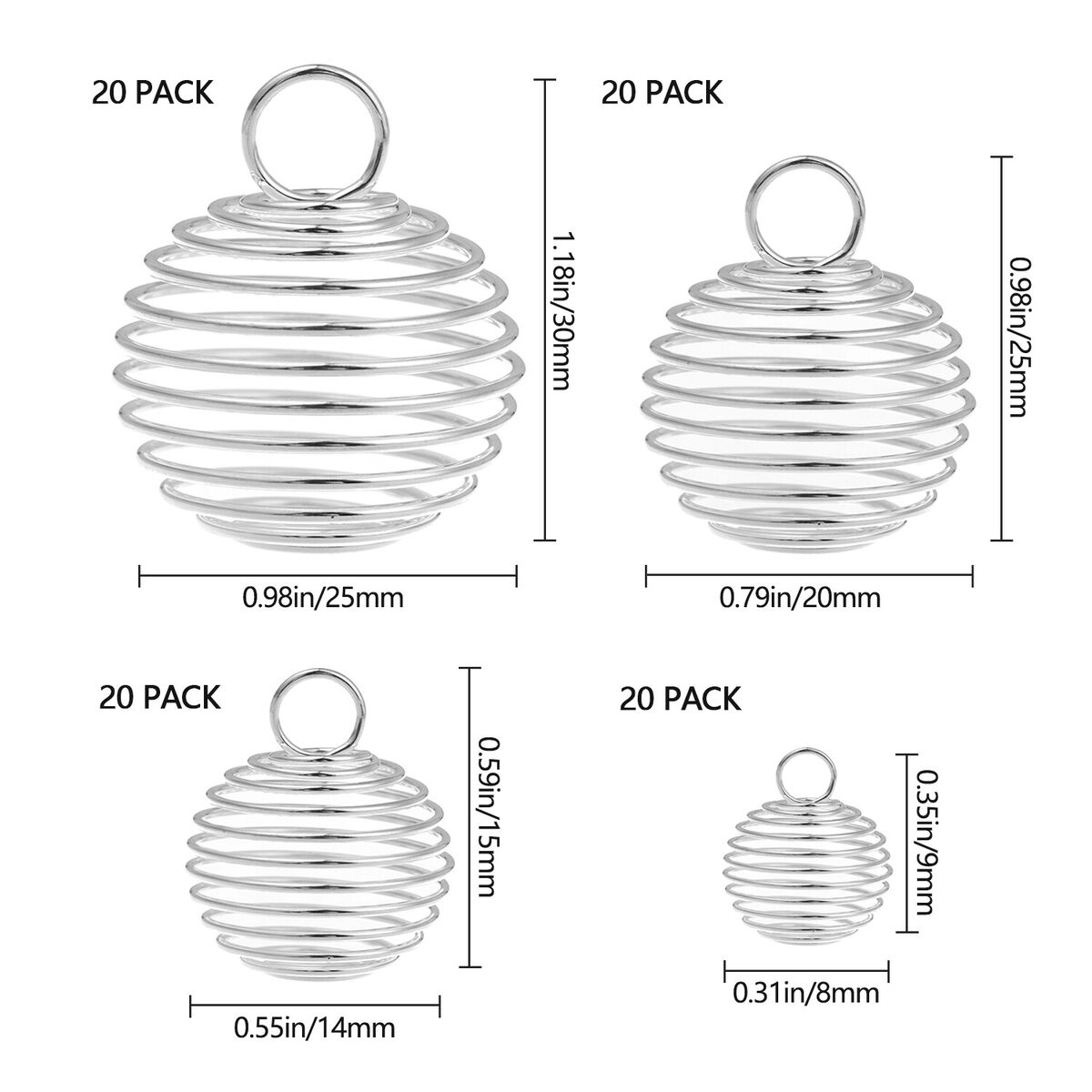 Jewelry Making Charms Necklace Cage Pendants Stone Holder Spiral Bead Cages