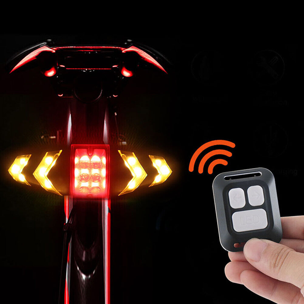 Bicycle LED Taillight Bike Smart Wireless Remote Control Turn Signal Lights