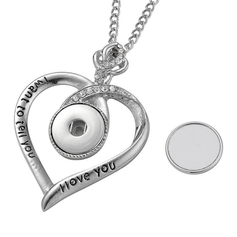 Heart Shaped Crystal Rhinestone Heat Transfer Sublimation Blank Photo Necklace