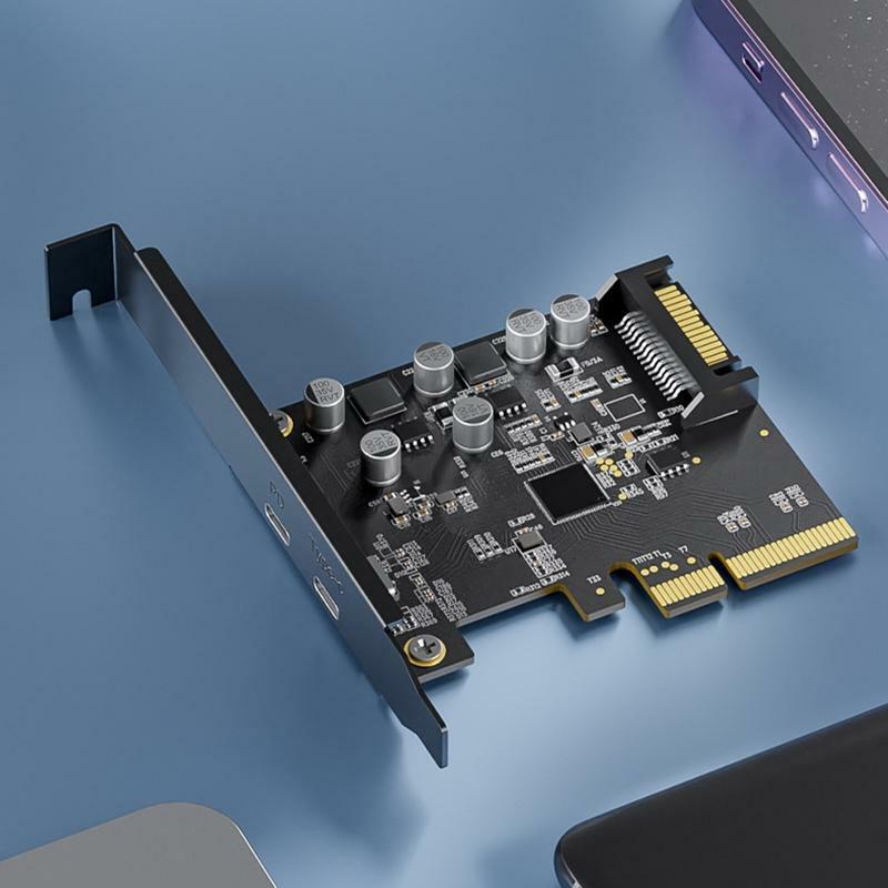 PCIE to USB 3.2 DP Adapter 20Gb 2-Port ( Type C 3.2+ PD 20W ) Converter PCI-E X4