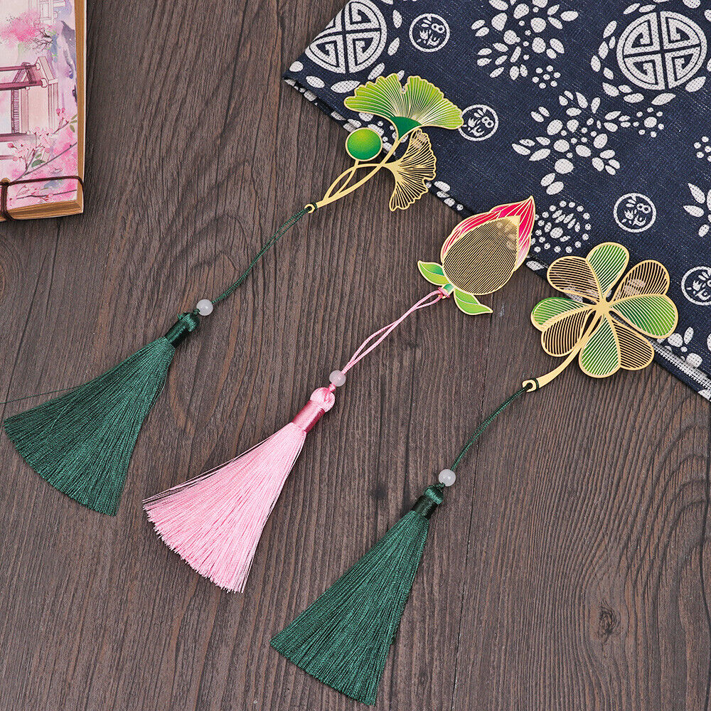Chinese Style Metal Pendant Pagination Mark Painted Brass Bookmark Book Clip