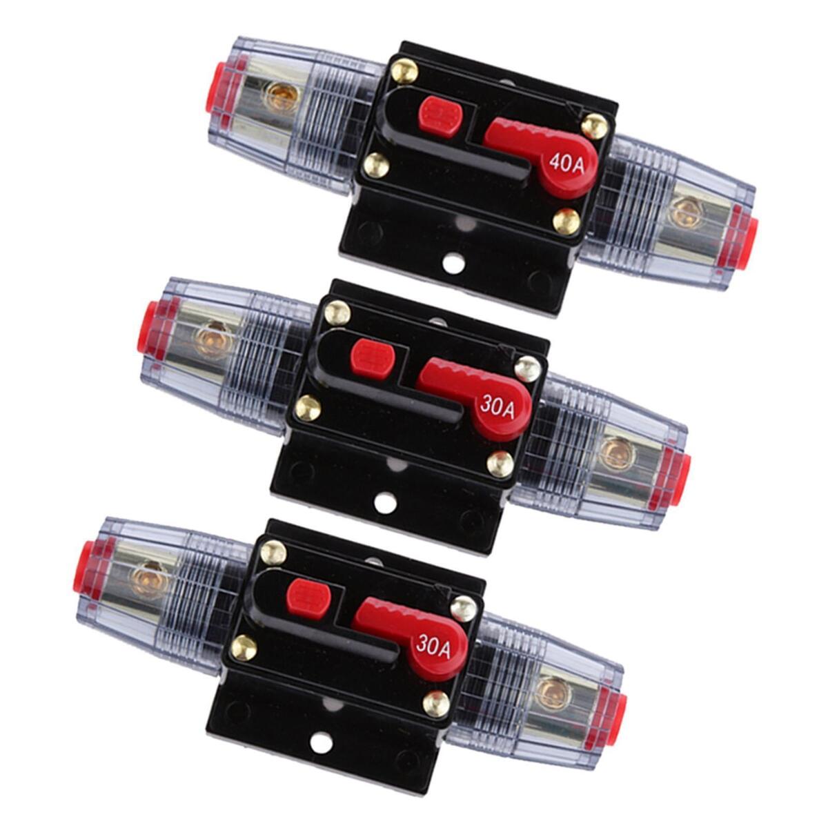 3x Manual Reset Circuit Breaker 12v/24v Auto Boat Stereo Tester Fuse Holder