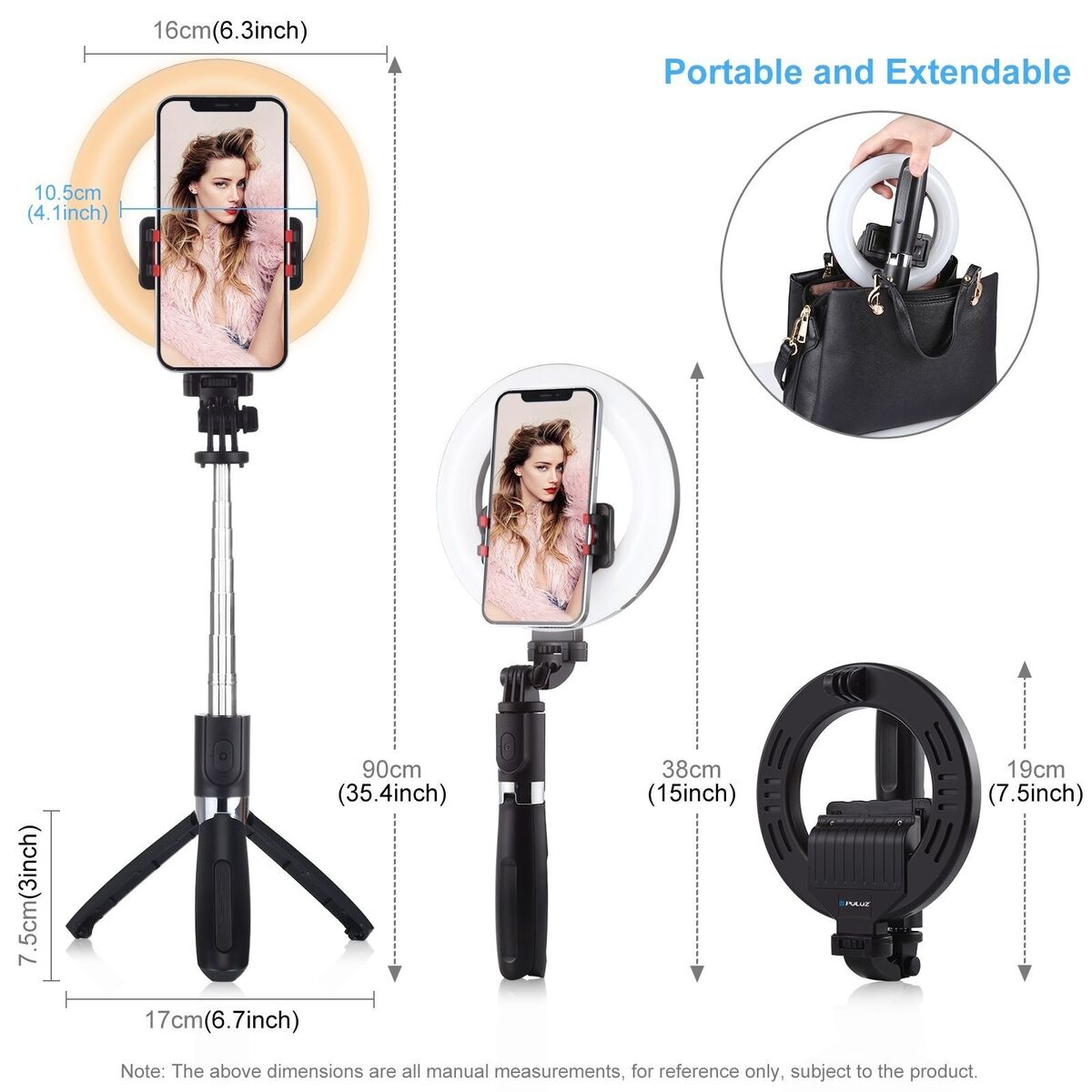 Bluetooth Video Selfie Stick LED Ring Light Filling Lamp For Tiktok Youtube
