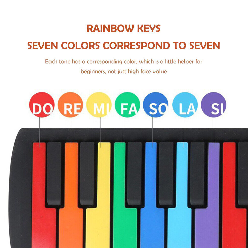 Portable 49 Keys Keyboard Silicone Roll-Up Piano Electronic Organ (White)