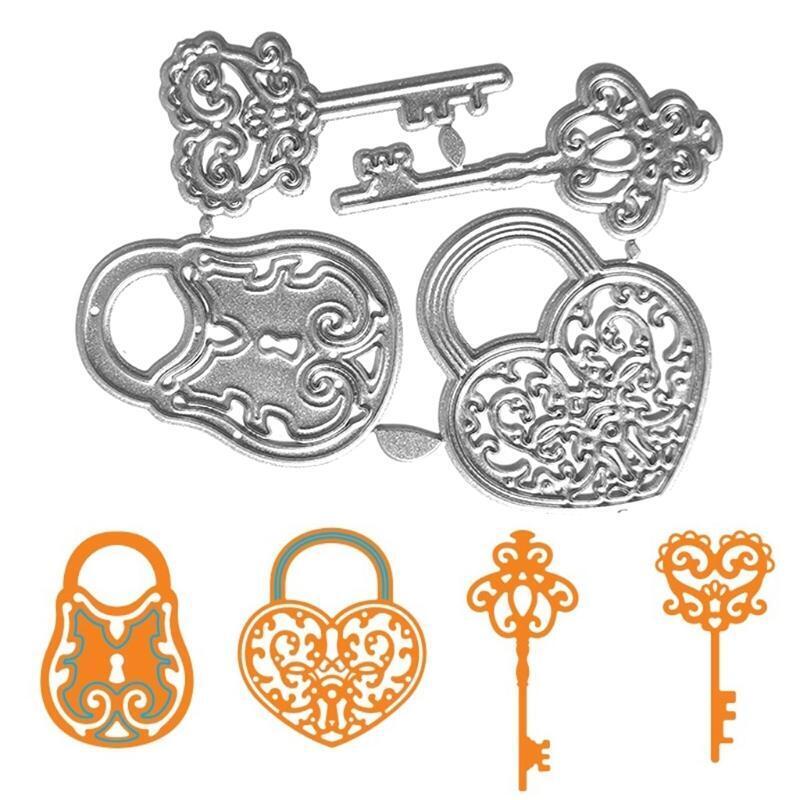 Key Lock Metal Cutting Dies Stencil DIY Scrapbooking Album Paper Card Template