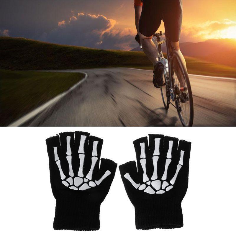 Cycling Gloves Kids Outdoor Sports Bicycle Half Finger Skeleton Soft Protective