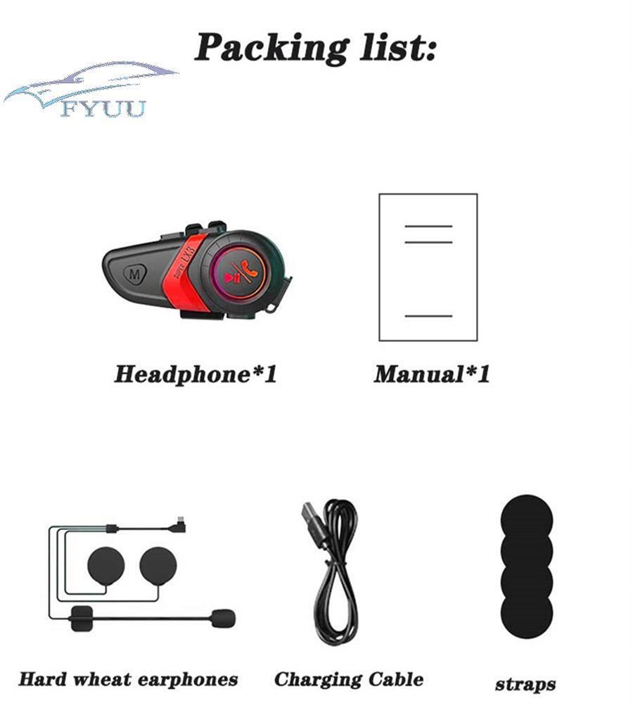 Red Motorcycle Helmet Bluetooth Headset Handsfree Wireless Earphone Music Player
