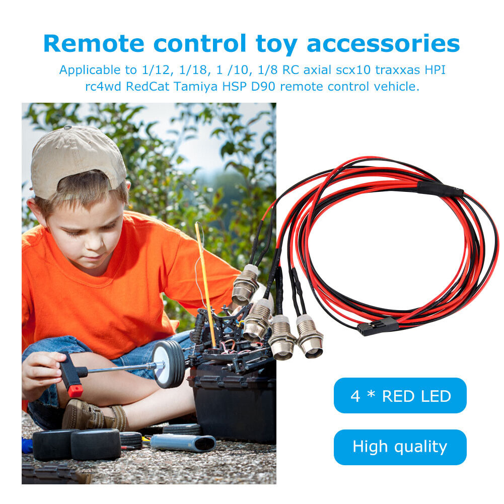 4pcs 70cm 5mm 4 LED Lights Kits for 1/12 1/18 1/10 1/8 Axial Scx10 RC Cars