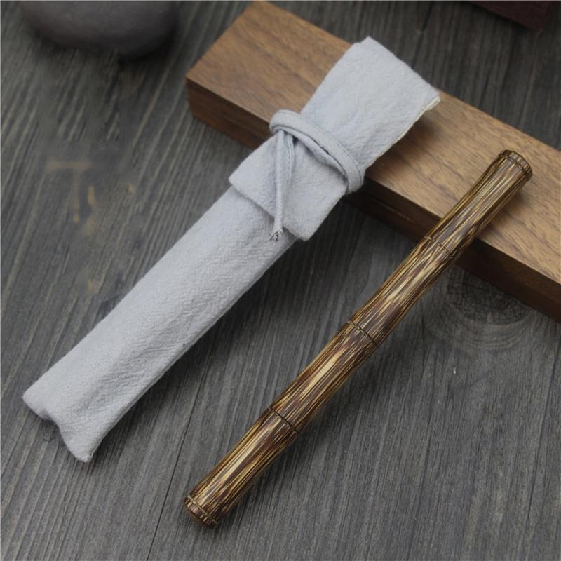 Classic Bamboo Fountain Pen Pull-out to Refilled Ink 0.5 mm Nib Birthday Gift