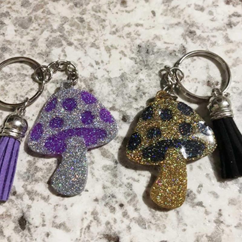 3Pieces Mushroom Shape Pendant Keychain Mold Epoxy Earring Mold Decor DIY