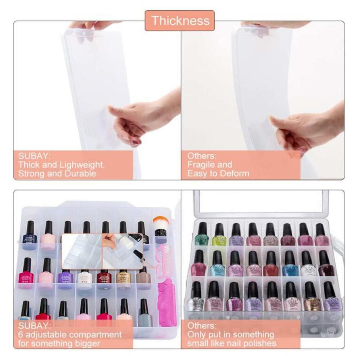 Multi-Purpose Nail Polish Case Storage Holder for 30 Bottles, Adjustable