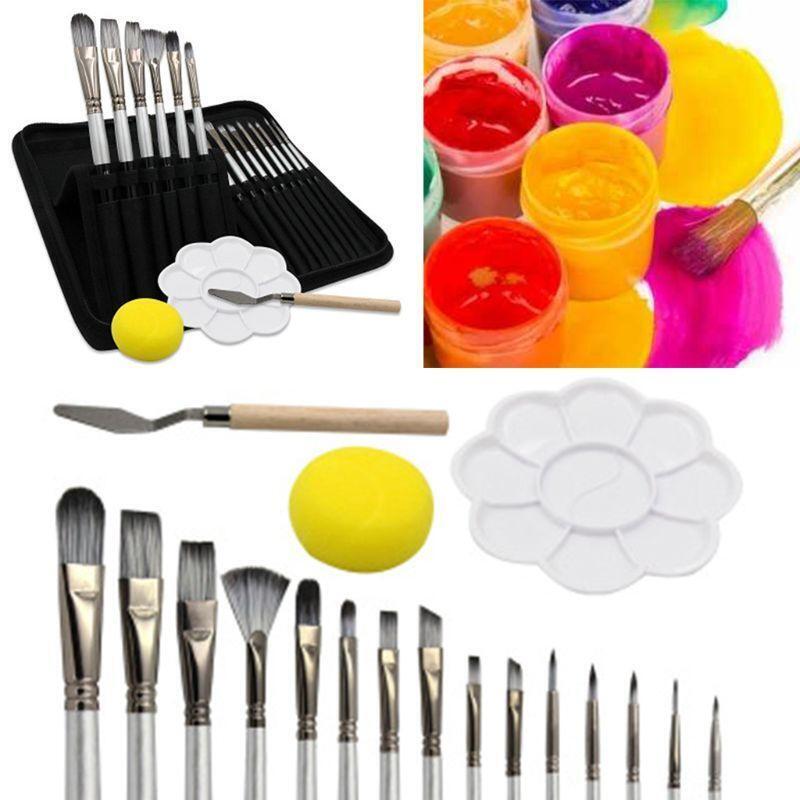 15pcs Professional Oil Paint Brush with Palette Scraper for Watercolor Painting