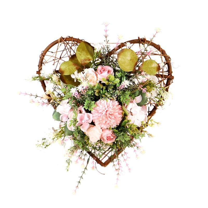 Spring Heart-shape Wreath Vine Flowers Design Indoor Outdoor Summer Decoration