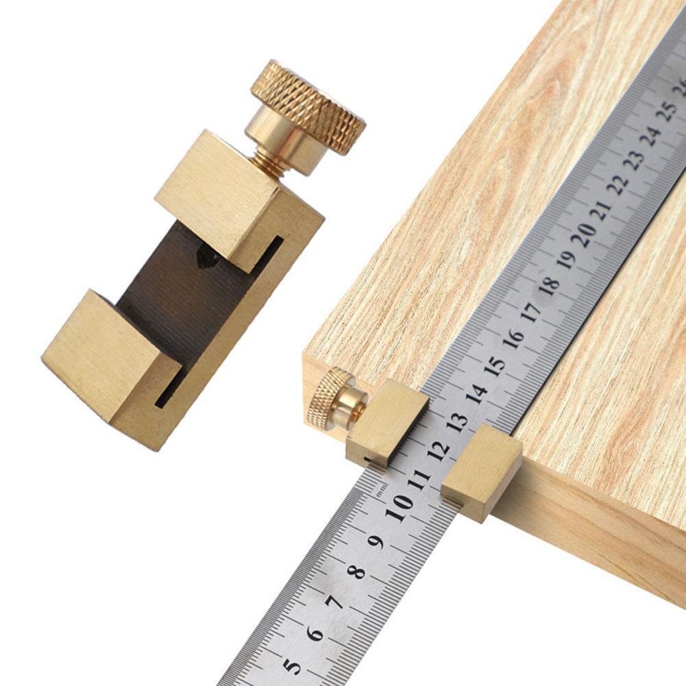 30cm Steel Ruler Woodworking Angle Scriber Brass Locator Positioning Block